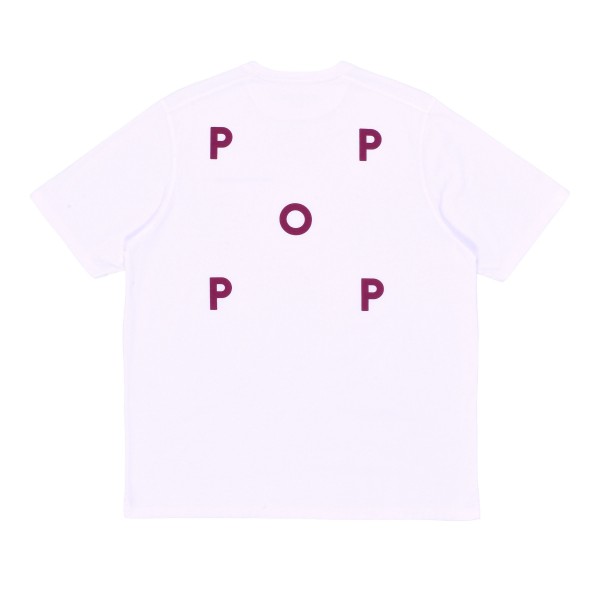 Pop Trading Company Logo T-Shirt (White/Raspberry)