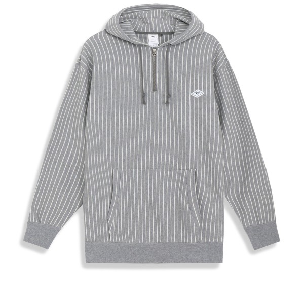 PUMA x nanamica Striped Pullover Hooded Sweatshirt (Medium Grey Heather)