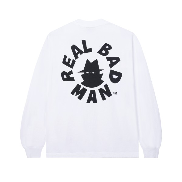 Real Bad Man Circle Long Sleeve T-Shirt (White)