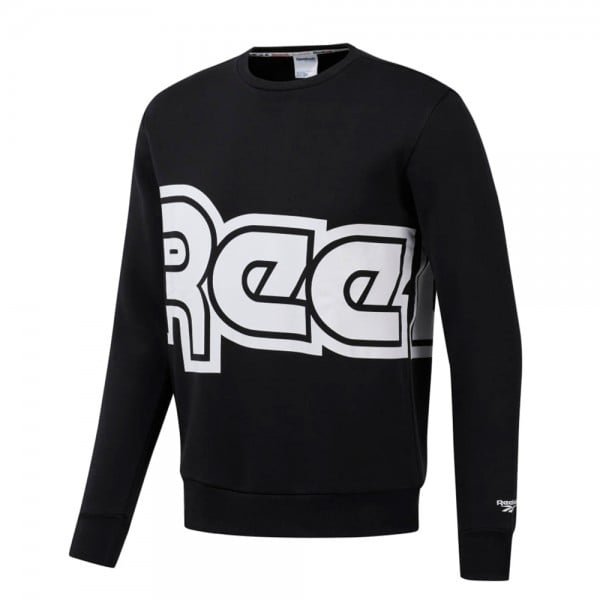 reebok Ftwwht Classics International Red Button Crew Neck Sweatshirt (Black)