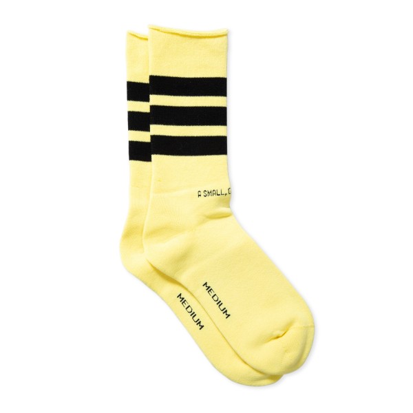 RoToTo Fine Pile Striped Socks 'Organic Cotton' (Light Yellow/Black)