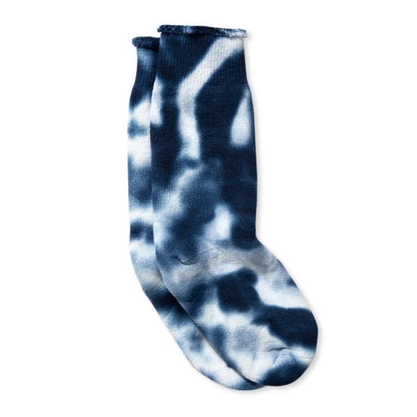 RoToTo Tie Dye Pile Crew Socks (Navy/White)