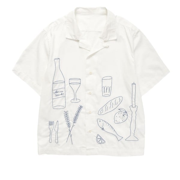 Service Works Light Twill Picnic Short Sleeve Shirt (Off White)