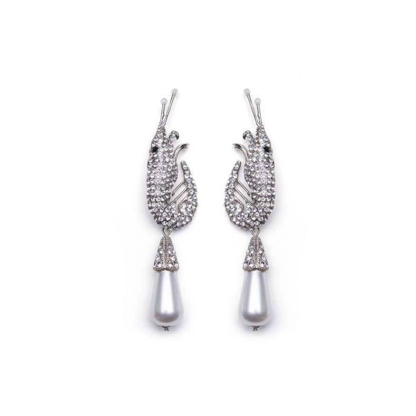 Shrimps Shrimp Earrings (Diamante Silver/Cream)
