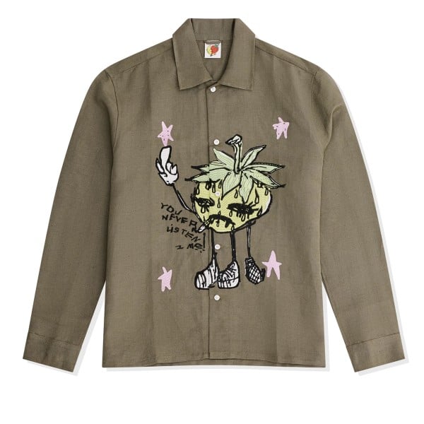 Sky High Farm Smoke Strawbabies Embroidered Shirt (Olive)