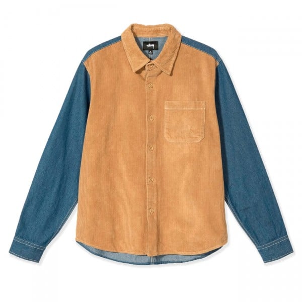 Stussy Cord Denim Mix Shirt (Khaki)