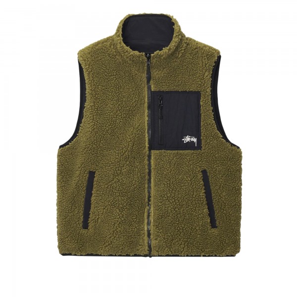 Stussy Sherpa Reversible Vest (Olive)