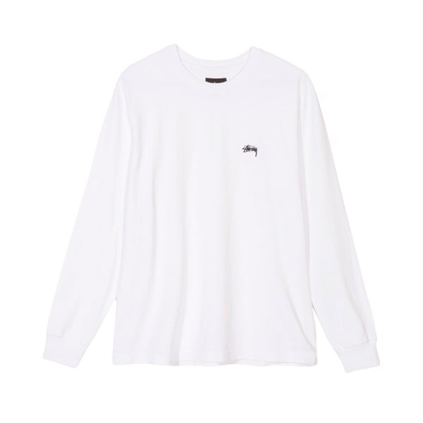 Stussy Stock Long Sleeve Crew Neck T-Shirt (White)