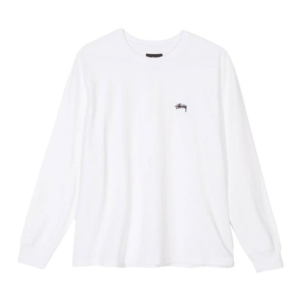 Stussy Stock Long Sleeve Crew Neck T-Shirt (White)