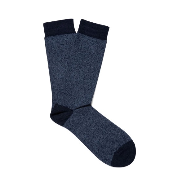 Sunspel Organic Twist Cotton Sock (Shale Blue/Navy Twist)