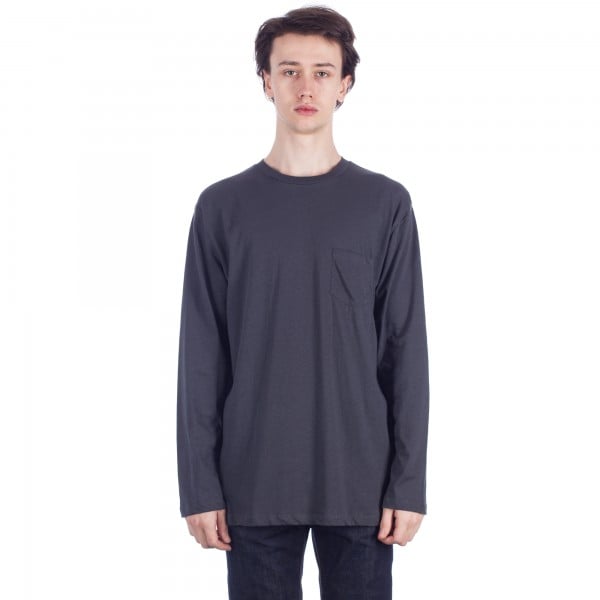 Sunspel Relaxed Long Sleeve Pocket T-Shirt (Charcoal)