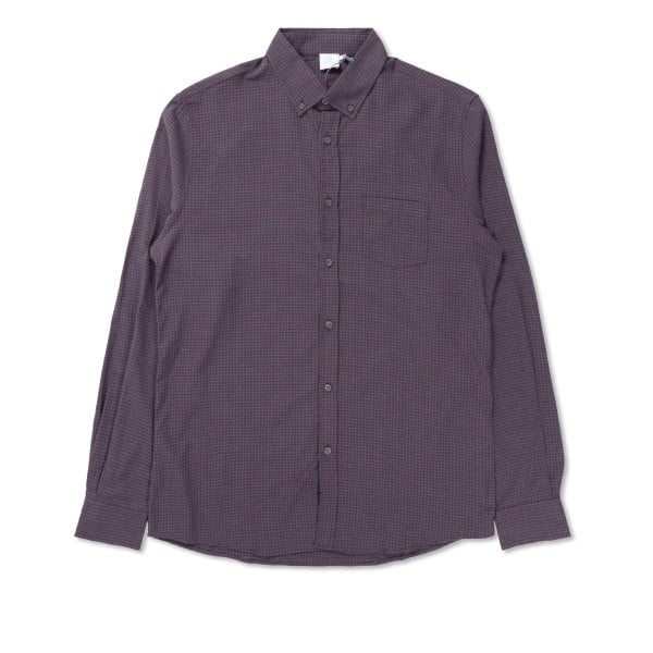 Sunspel Washed Pocket Long Sleeve Shirt (Redbrick Check)
