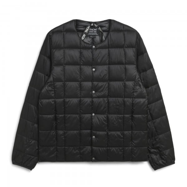 TAION Basic Crew Neck Button Inner Down Jacket (Black)