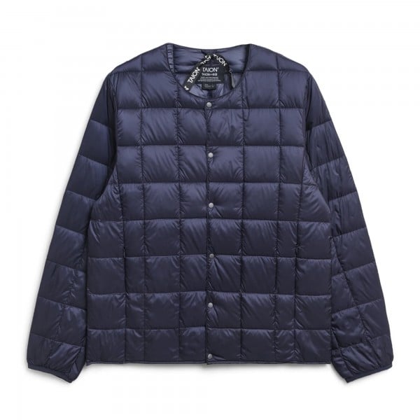 TAION Basic Crew Neck Button Inner Down Jacket (Navy)