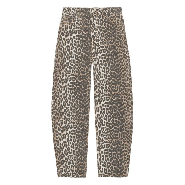 GANNI Print Denim Stary Jeans (Leopard)