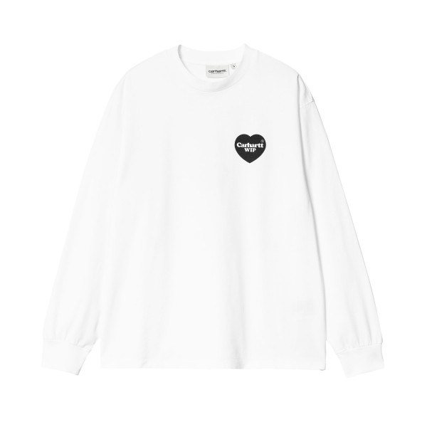Women's Carhartt WIP Heart Bandana Long Sleeve T-Shirt (White/Black Stone Washed)