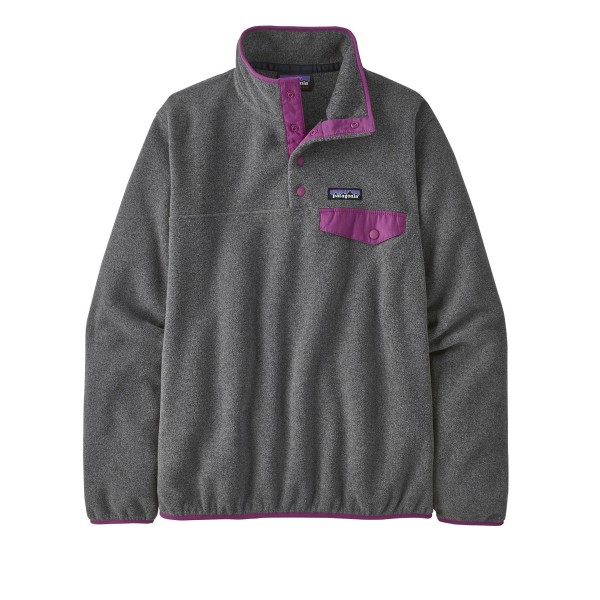 Women's Patagonia LW Synchilla Snap-T Pullover Fleece (Nickel w/Amaranth Pink)