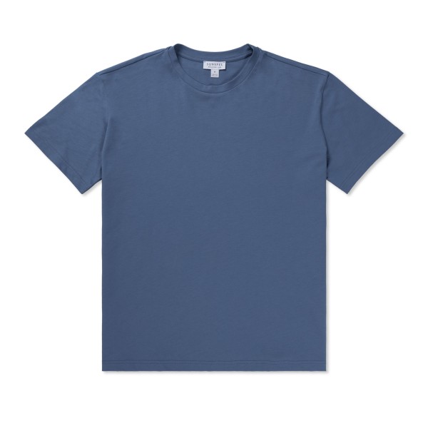 Women's Sunspel Boy Fit Crew Neck T-Shirt (Bluestone)