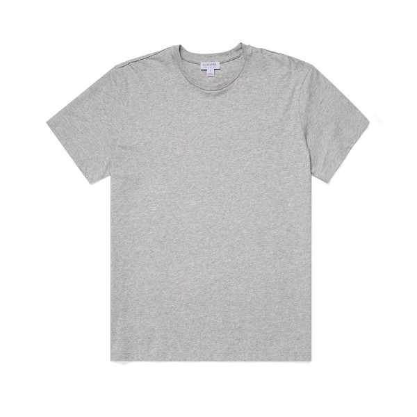 Women's Sunspel Boy Fit Crew Neck T-Shirt (Grey Melange)