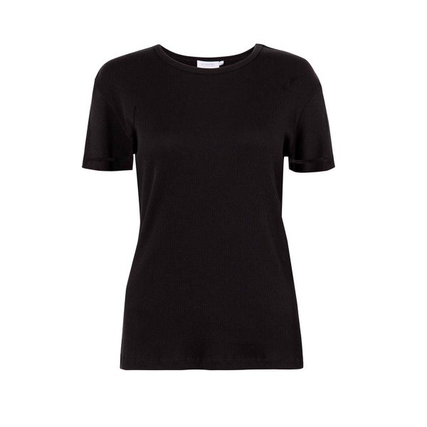 Women's Sunspel Fine Rib T-Shirt (Black)