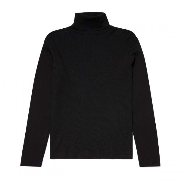 Women's Sunspel High Neck Long Sleeve T-Shirt (Black)