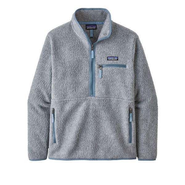 Women's Patagonia Retro Pile Fleece Marsupial (Salt Grey w/floral printed silk top tory burch shirt)