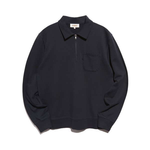 YMC Earth Sugden Cotton Half Zip Sweatshirt (Navy)