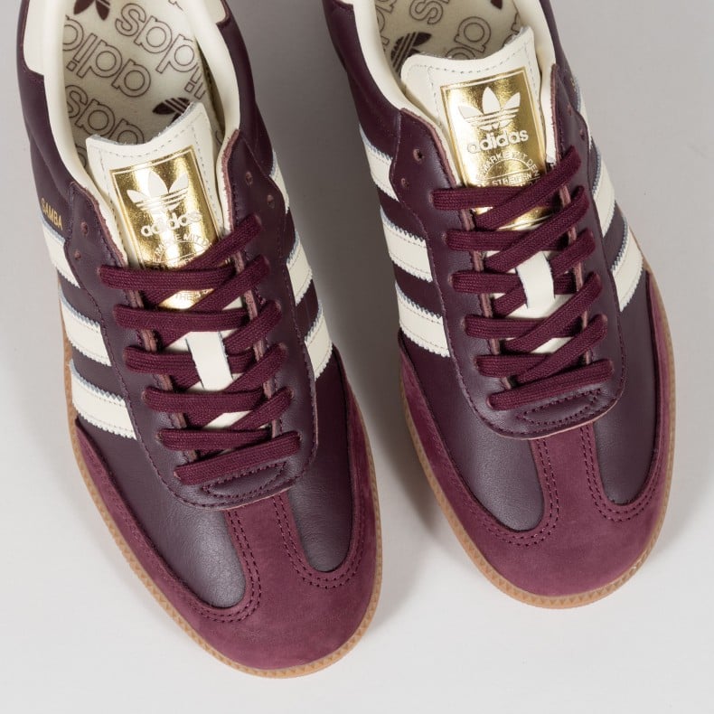 adidas Originals Samba OG W Maroon Cream White Gold Metallic ID0477 Consortium
