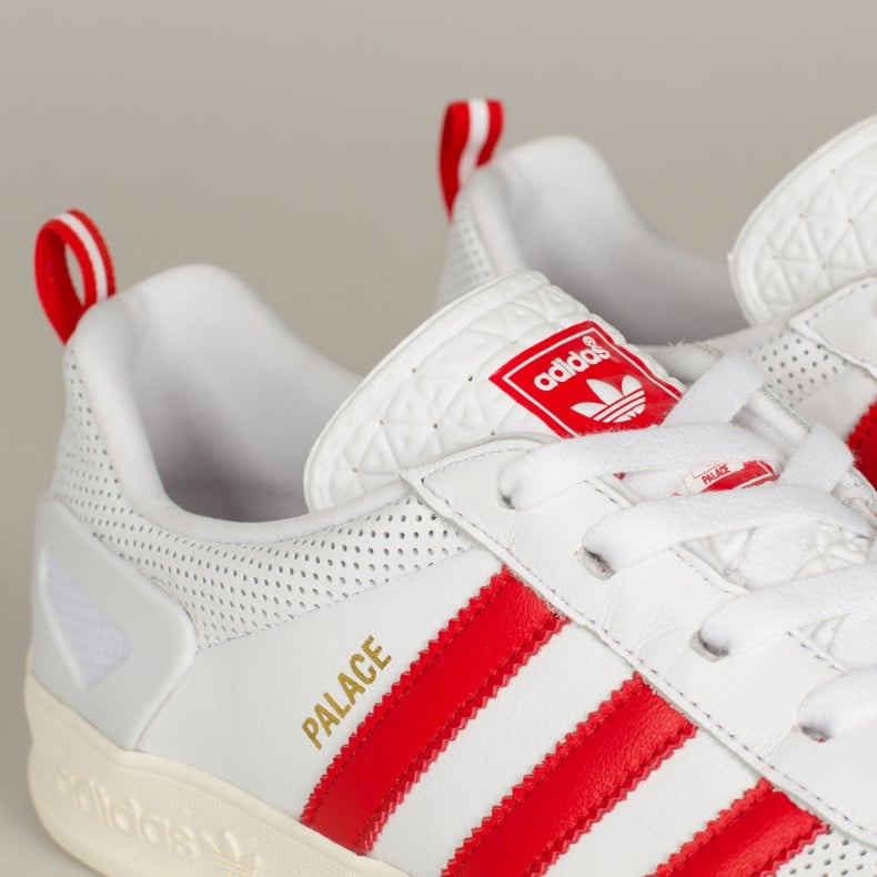 Red-and-white Palace x Adidas sneakers