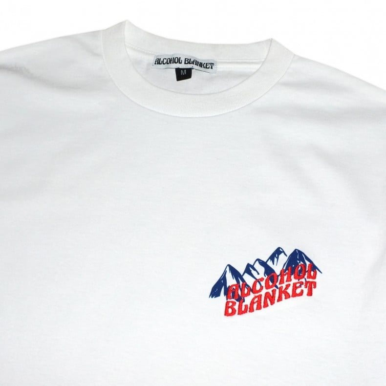 Alcohol Blanket Mountains Embroidered T-Shirt (White) (Mens T-Shirts ...