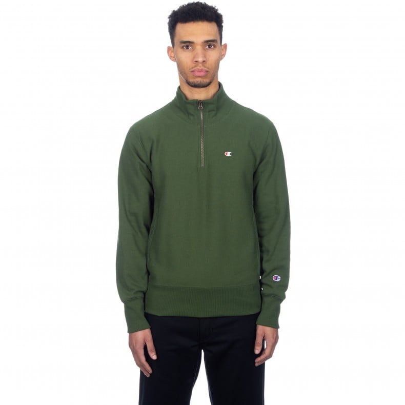 Champion Reverse Weave Half Zip Through Turtleneck Sweatshirt Forest Green 212369 GS536 BAF Consortium