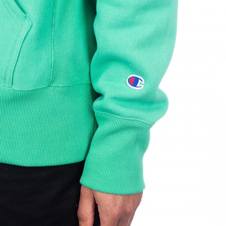 Champion Reverse Weave Logo Half Zip Pullover Hooded Sweatshirt (Green ...