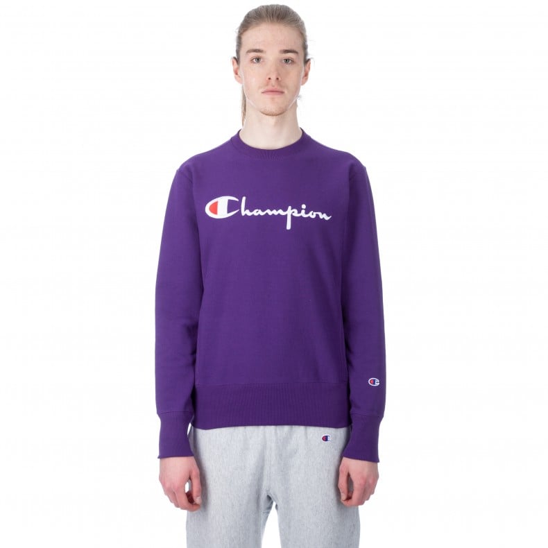 Champion Reverse Weave Script Applique Crew Neck Sweatshirt