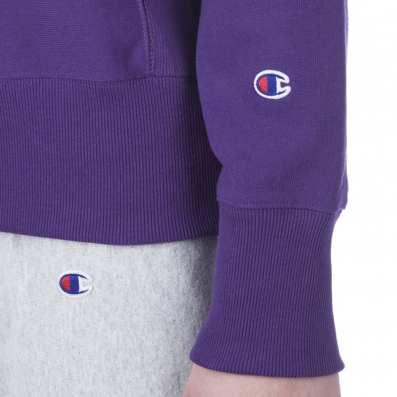 Champion Reverse Weave Script Applique Crew Neck Sweatshirt (Purple ...