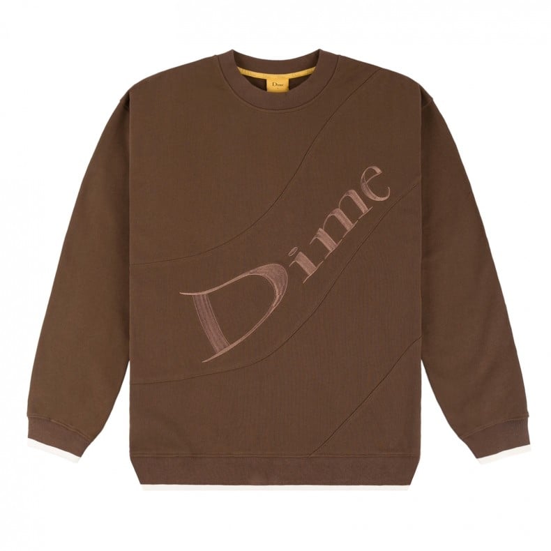 Dime Wavy Terry Crew Neck Sweatshirt Stray Brown DIMEF05STBR Consortium