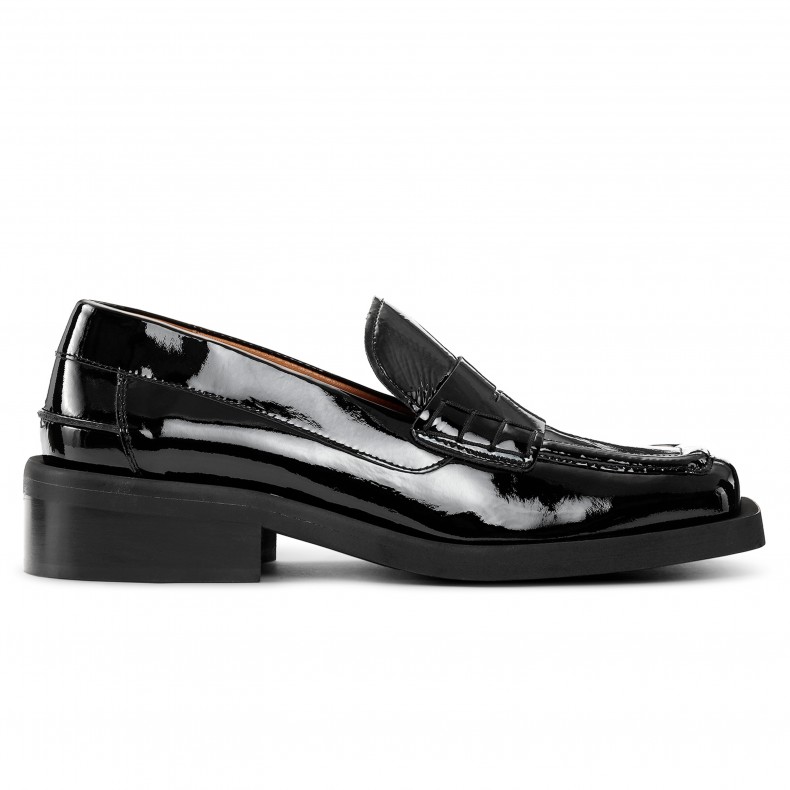 GANNI Naplack Squared Toe Wide Welt Loafer (Black) - S1711 099 - Consortium