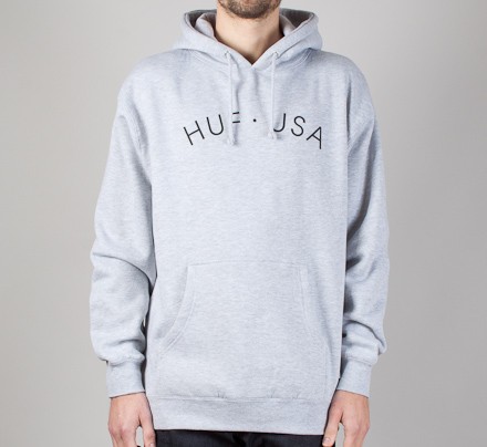 Download HUF USA Pullover Hooded Sweatshirt (Heather Grey) - Consortium