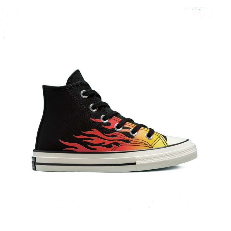 Kids Converse All Star Chuck Taylor 70 Hi Archive Prints Black Enamel Red Egret 371502C Consortium