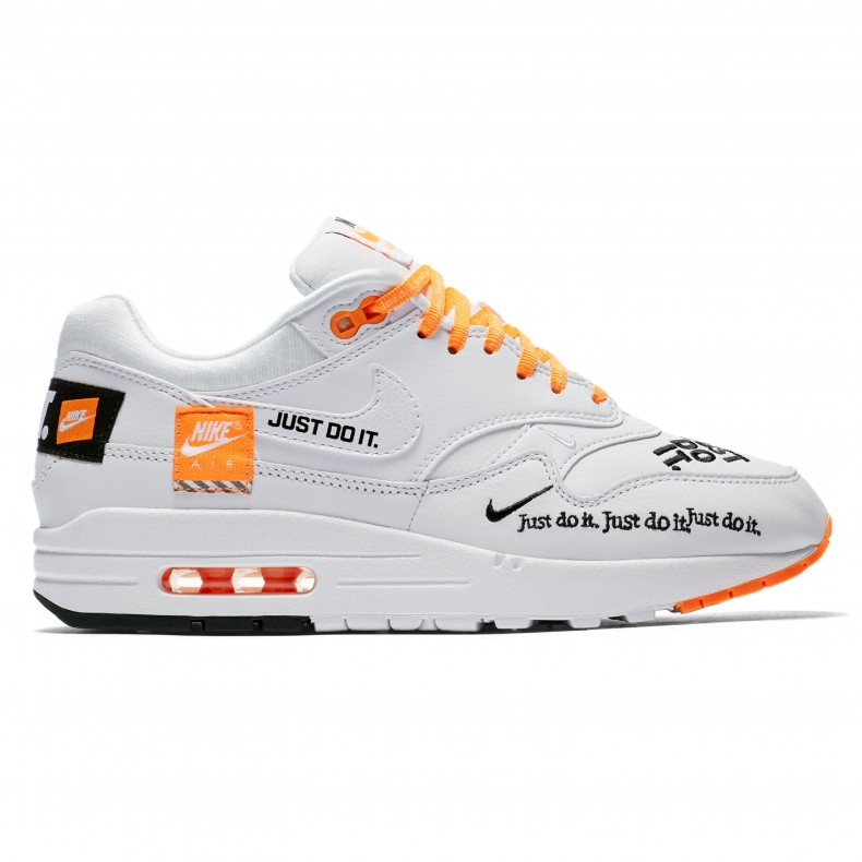 Nike Air Max 1 Lux WMNS 'Just Do It' (White/Black-Total Orange) - Consortium