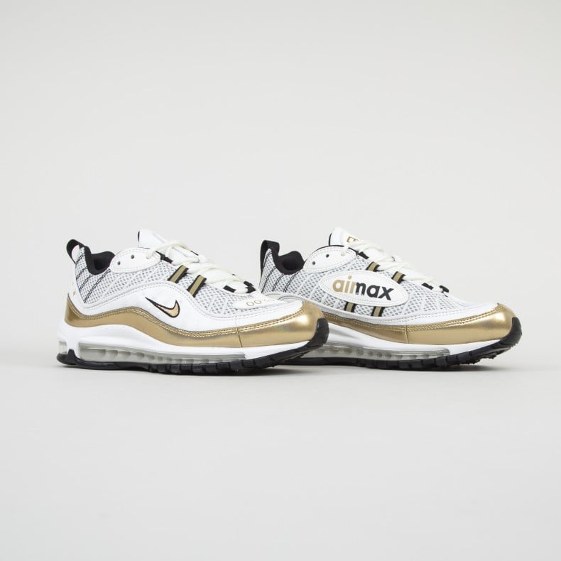 Nike Air Max 98 UK GMT Pack Summit White Metallic Gold Black Consortium
