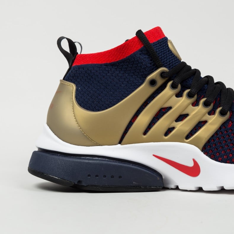 Nike Air Presto Flyknit Ultra Olympic College Navy Comet Red Metallic Gold Consortium