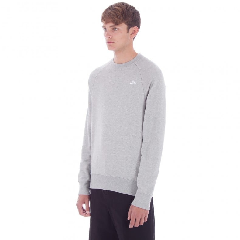 Nike SB Icon Crew Neck Sweatshirt (Dark Grey Heather/White) - Consortium.