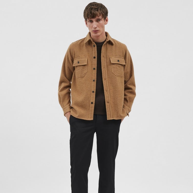 Norse Projects Silas Textured Cotton Wool Overshirt (Camel) - N40-0787 ...
