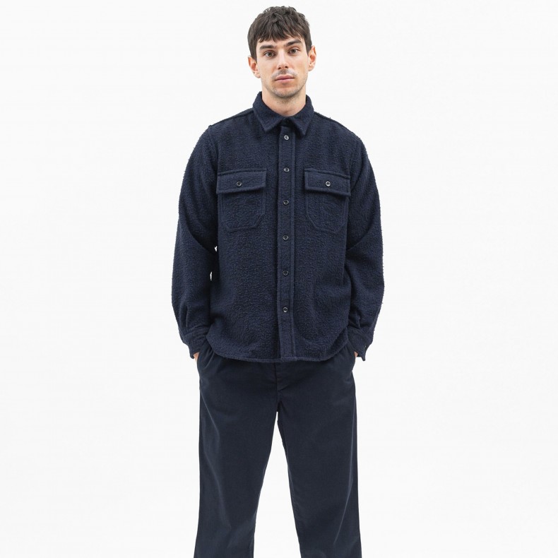 Norse Projects Silas Textured Cotton Wool Overshirt (Dark Navy) - N40 ...