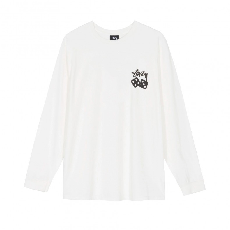Stussy Dice Pigment Dyed Long Sleeve T-Shirt (Natural) - 1994448-NAT ...