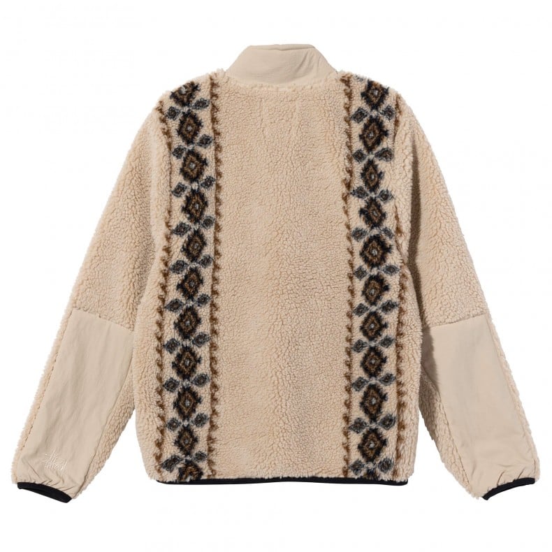 Stussy Lima Jacquard Sherpa Fleece Jacket (Beige) - 118401-BGE