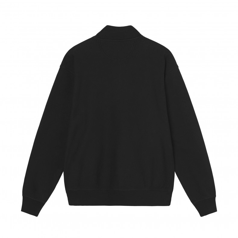 Stussy Overdyed Stock Logo Mock Zip Sweatshirt (Black)) - 118470-BLK