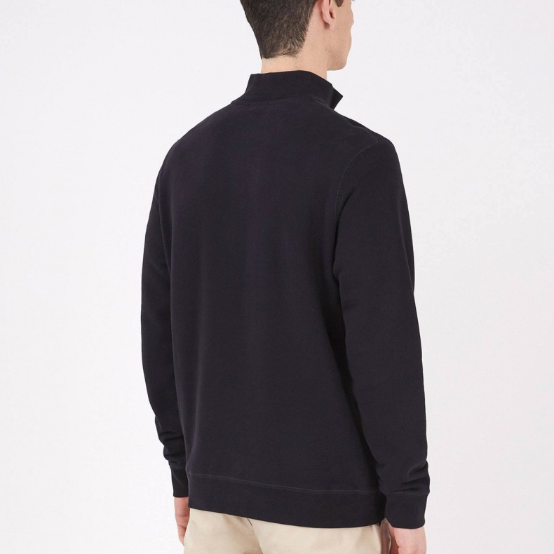 Sunspel Loopback Half Zip Sweatshirt (Black) - MSWE1546-BKAA - Consortium