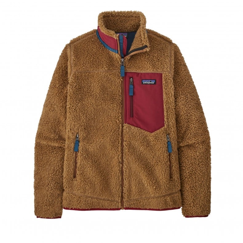 Women s Patagonia Classic Retro X Fleece Jacket Nest Brown w Wax Red 23074 NBWA Consortium