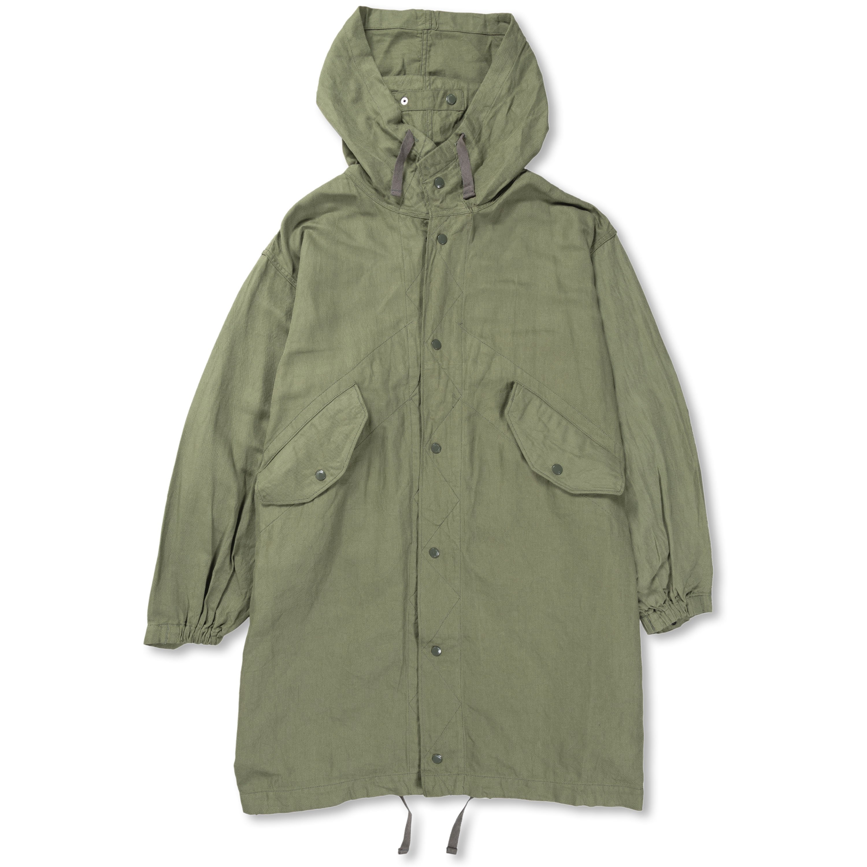 Engineered Garments Highland Parka (Olive Cotton Hemp Satin)